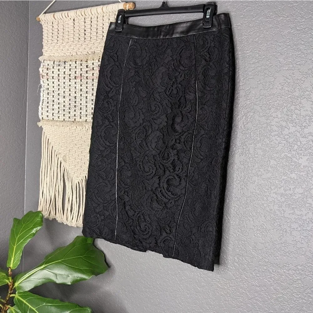 Ann Taylor 4 Tall Black Lace Pencil Skirt